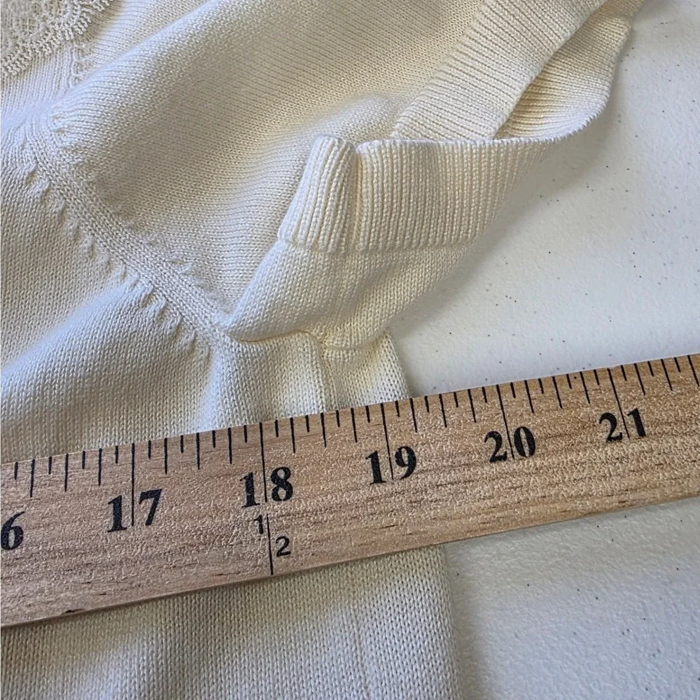 Liz Claiborne Cream Lace Short Sleeve Cardigan‎ Sweater Womens Large